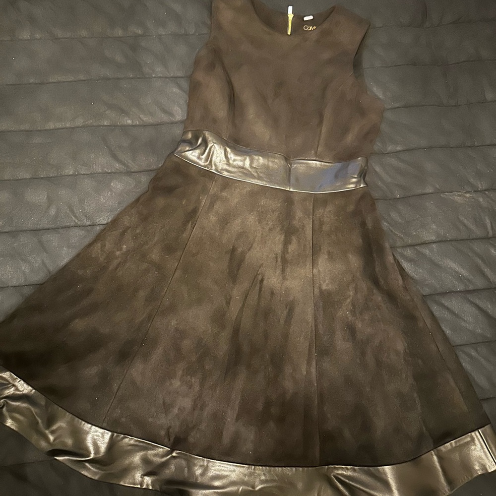 Black suede Calvin Klein dress. Size 6p.